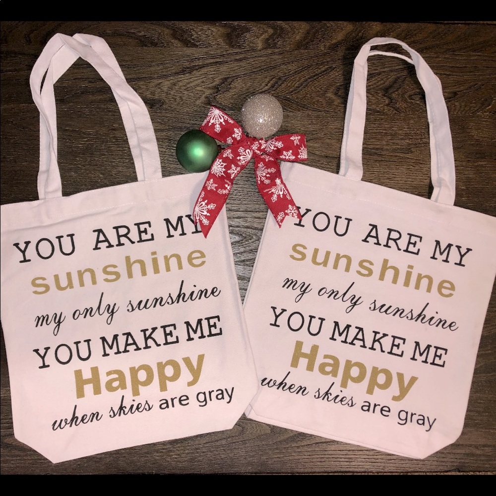 *Sweeter Deal!*🎄Christmas Time!🎄2 ”You Are My Sunshine” Canvas Tote Bags, New!